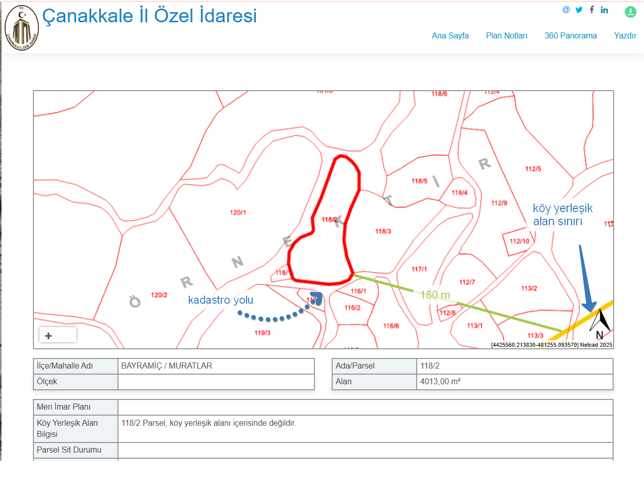 ÇANAKKALE BAYRAMİÇ MURATLAR YENİSU 4013 M² KÖY YERLEŞİK ALAN GENİŞLEME SAHASINDA SATILIK TARLA