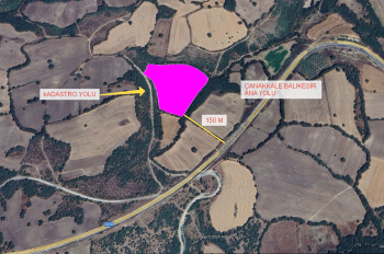 ÇANAKKALE ÇAN DUMAN KÖYÜNDE ANA YOLA 2,PARSEL 21,000 M² SATILIK TARLA 